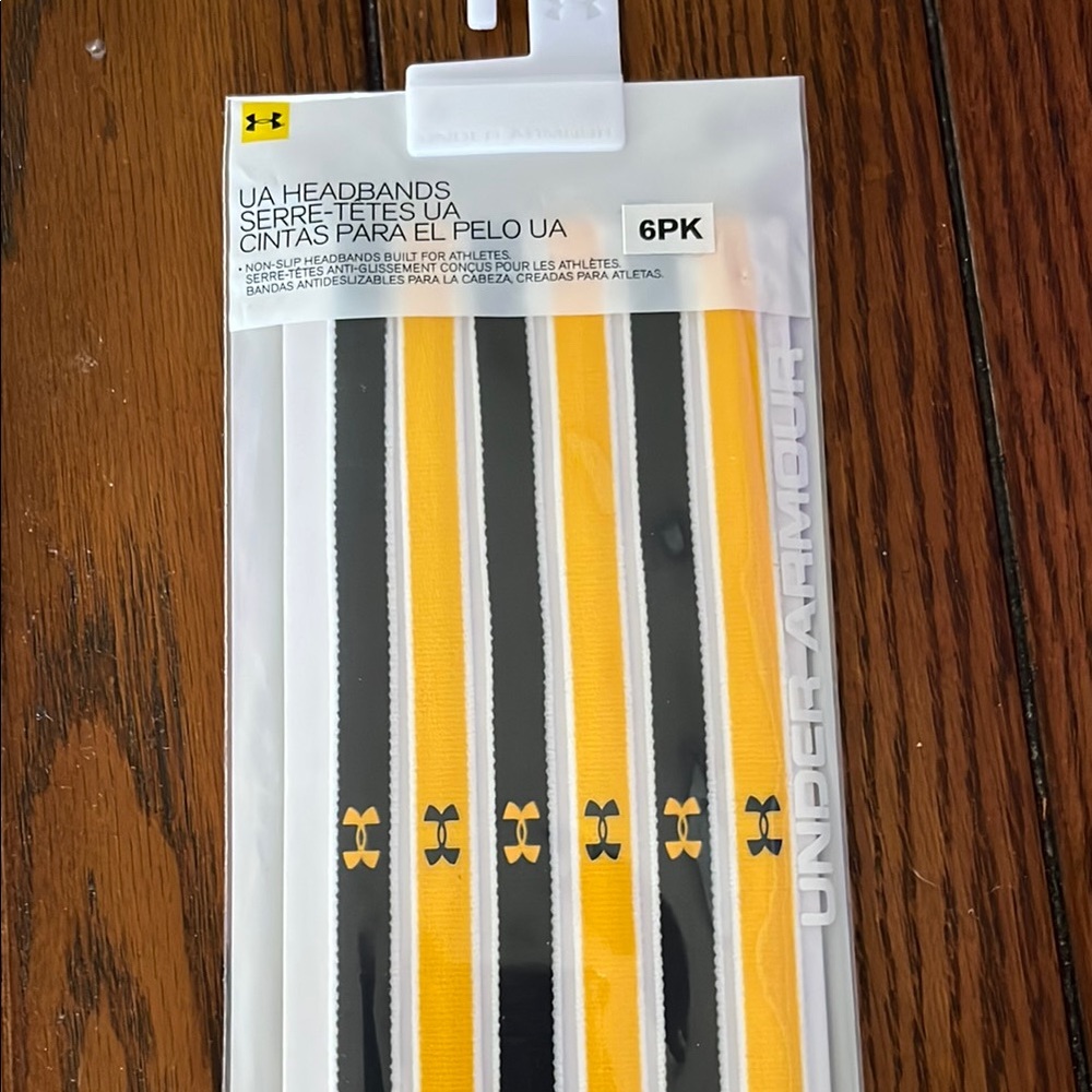 Under Armour Yellow and Black Headbands 6-Pack